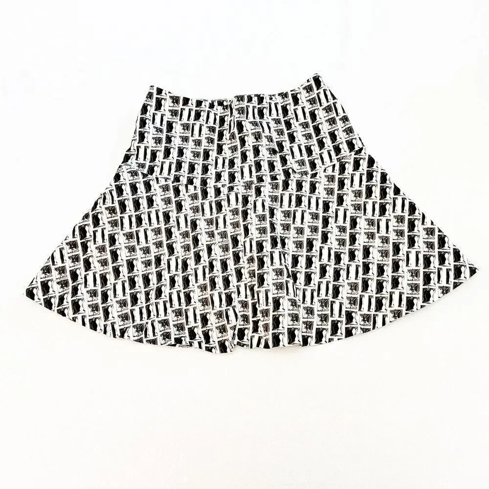Karen Millen England Printed Flare Circle Skirt Size 6 NWT